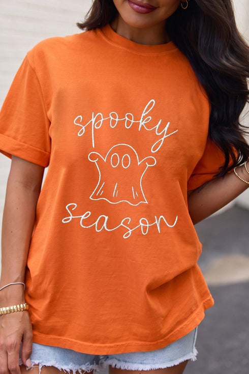 Spooky Ghost Embroidered Sequin Graphic T Shirt