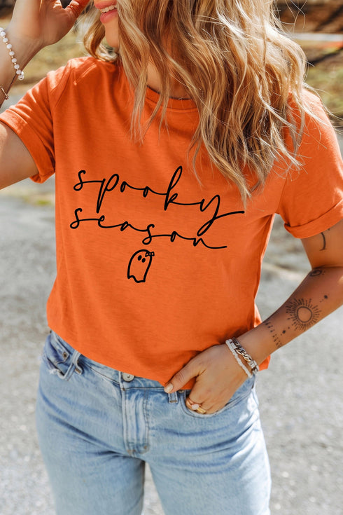 Spooky Ghost Graphic Short Sleeve T Shirt