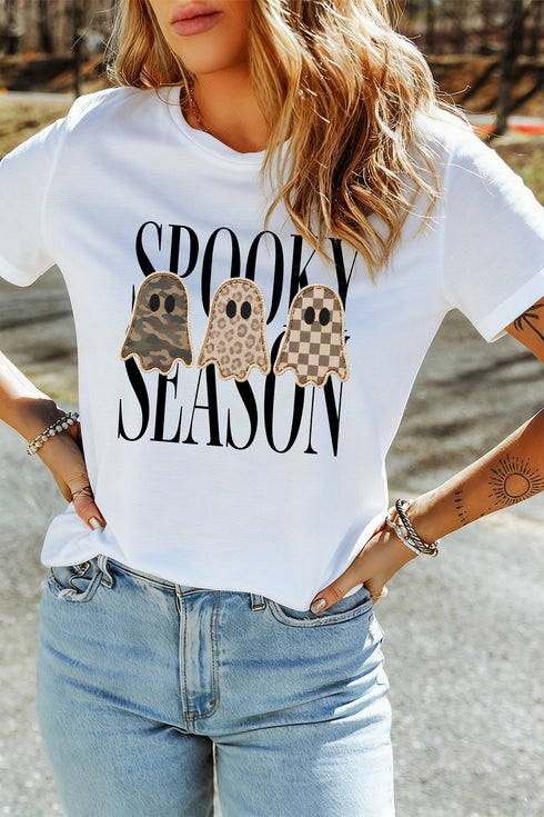 Spooky Ghosts Graphic Short Sleeve T Shirt