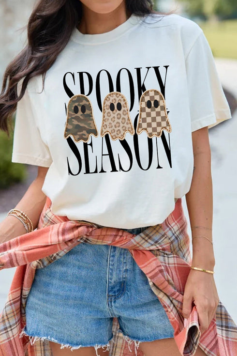Spooky Ghosts Graphic Short Sleeve T Shirt
