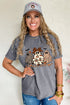 Spooky Leopard And Checkerboard Print Graphic T-Shirt