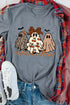 Spooky Leopard And Checkerboard Print Graphic T-Shirt