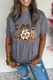 Spooky Leopard And Checkerboard Print Graphic T-Shirt