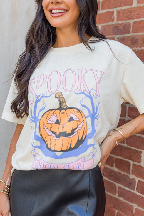 Spooky Letter And Pumpkin Graphic Short Sleeve Tee