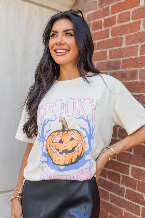 Spooky Letter And Pumpkin Graphic Short Sleeve Tee