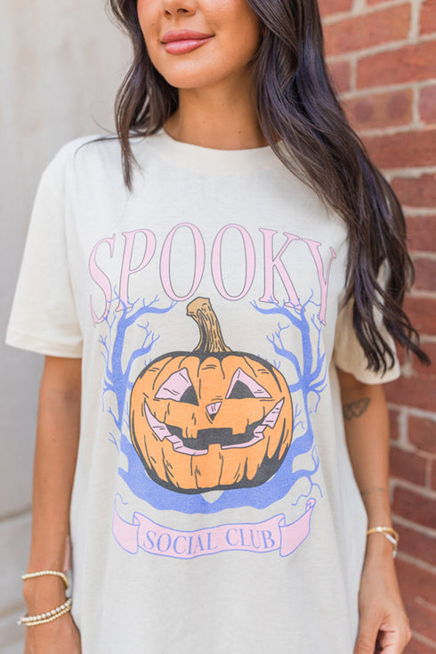 Spooky Letter And Pumpkin Graphic Short Sleeve Tee