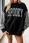 Spooky Letter Graphic Plaid Sleeve Pullover Sweatshirt