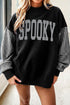 Spooky Letter Graphic Plaid Sleeve Pullover Sweatshirt
