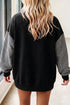Spooky Letter Graphic Plaid Sleeve Pullover Sweatshirt