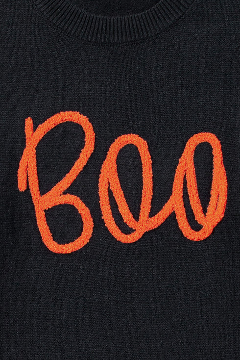 Spooky Season Script Graphic Knit Pullover Sweater