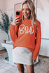 Spooky Season Script Graphic Knit Pullover Sweater