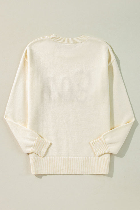 Spooky Season Script Graphic Knit Pullover Sweater