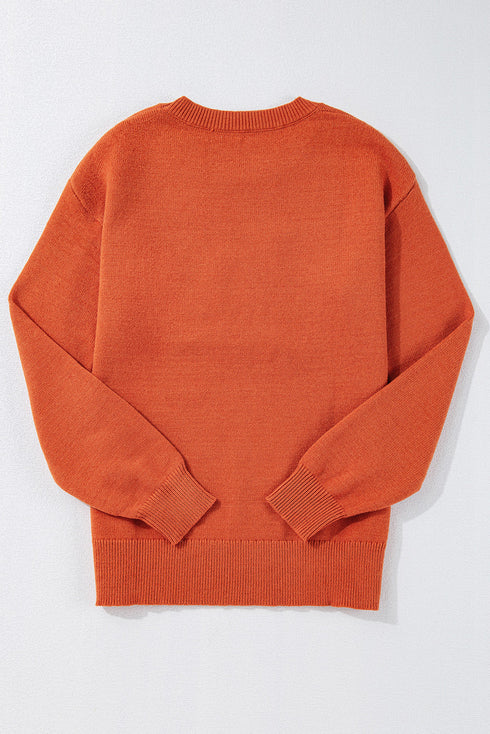 Spooky Season Script Graphic Knit Pullover Sweater