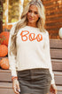 Spooky Season Script Graphic Knit Pullover Sweater