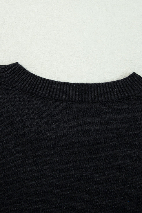 Spooky Season Script Graphic Knit Pullover Sweater