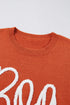 Spooky Season Script Graphic Knit Pullover Sweater