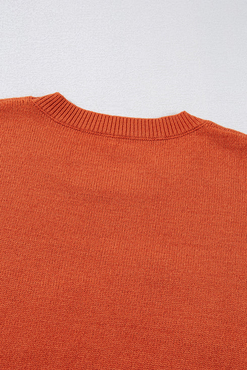 Spooky Season Script Graphic Knit Pullover Sweater