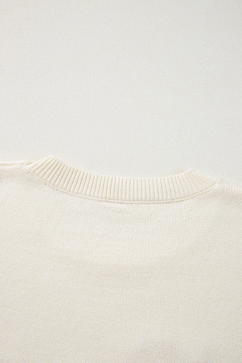 Spooky Season Script Graphic Knit Pullover Sweater