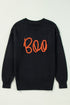 Spooky Season Script Graphic Knit Pullover Sweater