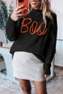 Spooky Season Script Graphic Knit Pullover Sweater