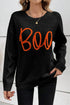 Spooky Season Script Graphic Knit Pullover Sweater