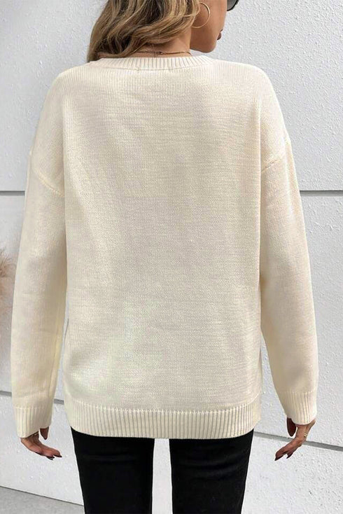 Spooky Season Script Graphic Knit Pullover Sweater