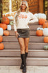 Spooky Season Script Graphic Knit Pullover Sweater
