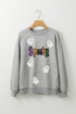 Spooky Sequin Ghost Graphic Crew Neck Pullover Sweatshirt