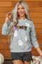 Spooky Sequin Ghost Graphic Crew Neck Pullover Sweatshirt