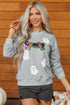 Spooky Sequin Ghost Graphic Crew Neck Pullover Sweatshirt