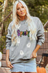 Spooky Sequin Ghost Graphic Crew Neck Pullover Sweatshirt