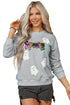 Spooky Sequin Ghost Graphic Crew Neck Pullover Sweatshirt