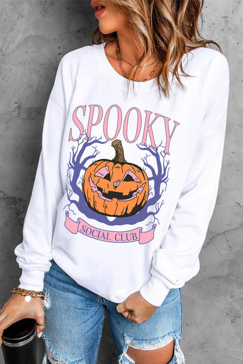 Spooky Social Club Graphic Print Crewneck Sweatshirt