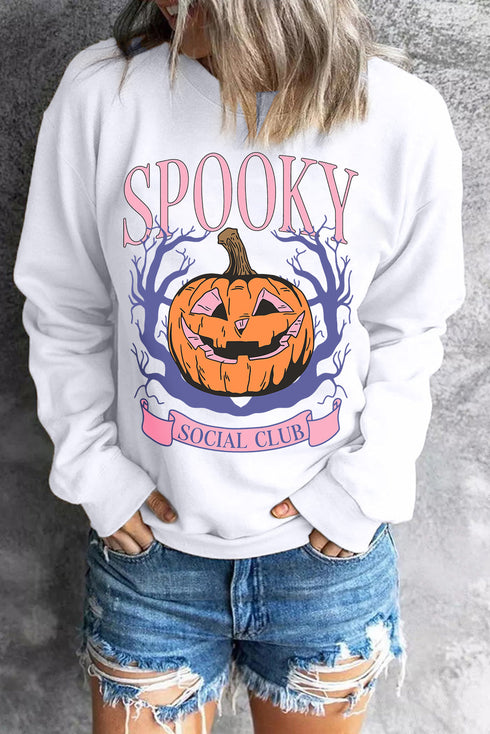 Spooky Social Club Graphic Print Crewneck Sweatshirt