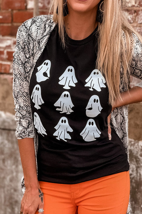 Spooky Spirit Graphic Print Short Sleeve Crew Neck Tee