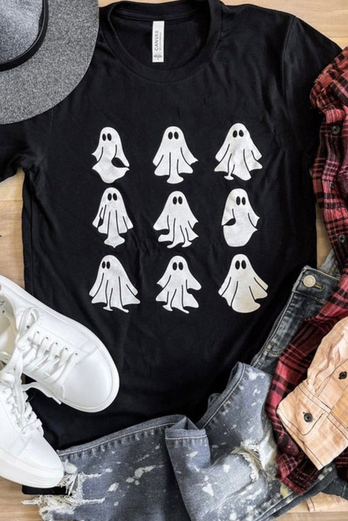 Spooky Spirit Graphic Print Short Sleeve Crew Neck Tee