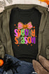 Spooky Text And Bow Graphic Short Sleeve Tee