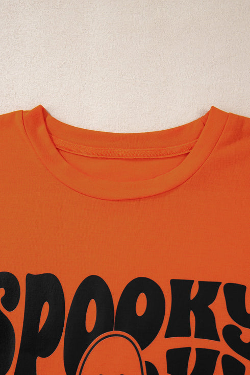 Spooky Vibes Ghost Graphic Short Sleeve Jersey Tee Shirt