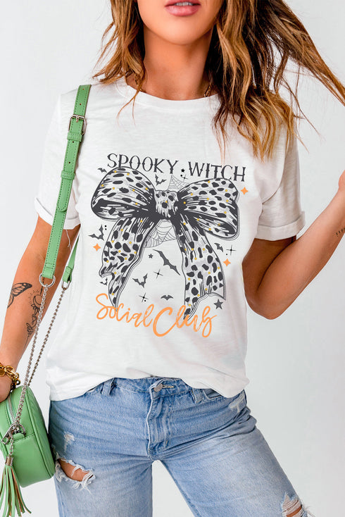 Spooky Witch Graphic Print Short Sleeve Tee Shirt