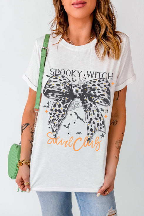 Spooky Witch Graphic Print Short Sleeve Tee Shirt
