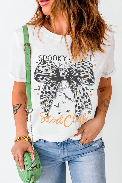 Spooky Witch Graphic Print Short Sleeve Tee Shirt