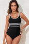 Sport Trim U Neck Contrast One Piece Swimsuit