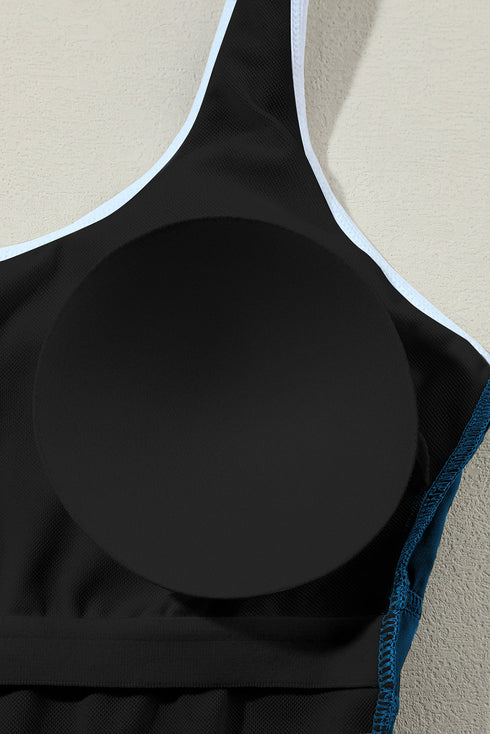 Sport Trim U Neck Contrast One Piece Swimsuit