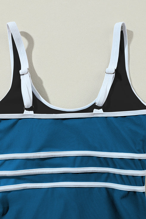 Sport Trim U Neck Contrast One Piece Swimsuit