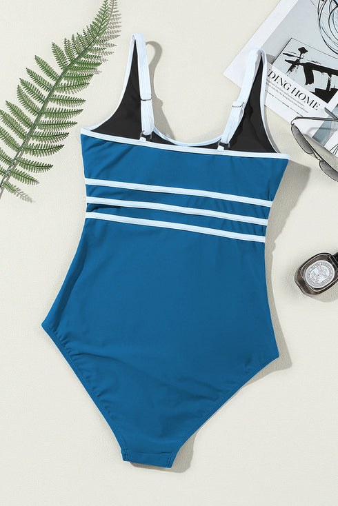 Sport Trim U Neck Contrast One Piece Swimsuit