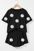 Sporty Baseball Print Athletic Skort Graphic Set