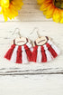 Sporty Braided Football Tassel Drop Earrings