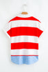 Sporty Chic Striped Trim V Neck Cuffed Dolman Sleeve Summer Top