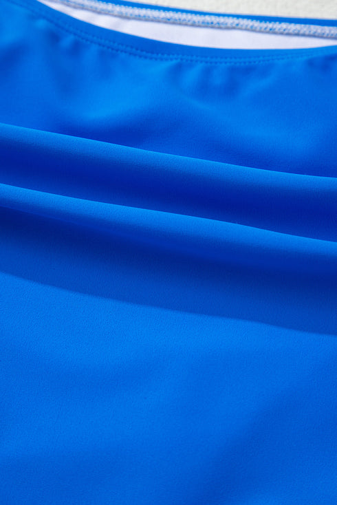 Sporty Color Block Tank Top High Waist Bikini Set