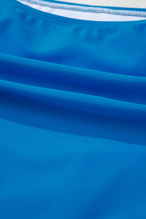 Sporty Color Block Tank Top High Waist Bikini Set